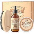 JVR Beard Grooming Kit for Men, Beard Care Kit Includes Oil and Balm,100% Boar Brush Vegan Just for Men Mustache, Perfect Gifts for Him Man Dad Boyfriend
