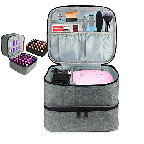 Dr.Pedi Nail Polish Organizer Case, Nail Supply Storage 30 Bottles (15ml - 0.5 fl.oz) Double Layer Design Nail Polish Holder Organizer Case, Nail Organizers and Storage for Nail Tech