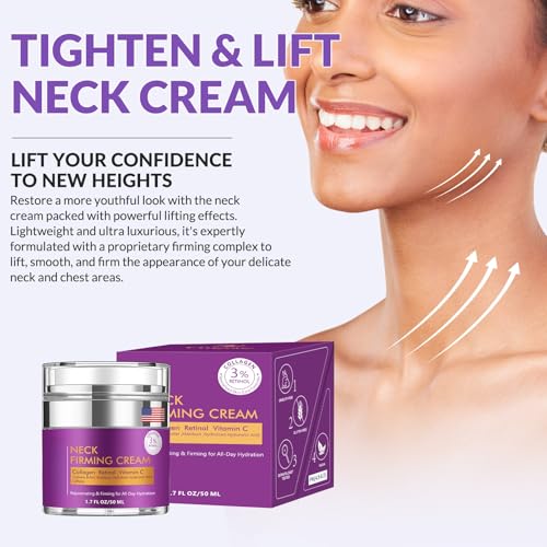 Advanced Neck Firming Cream ? 3% Retinol & Hyaluronic Acid for Wrinkle Reduction, Lifting & Skin Tightening ? Anti-Aging Moisturizer for Face, Neck & D?collet? ? Deep Hydration, 3.4 FL£¨2 bottle£©.