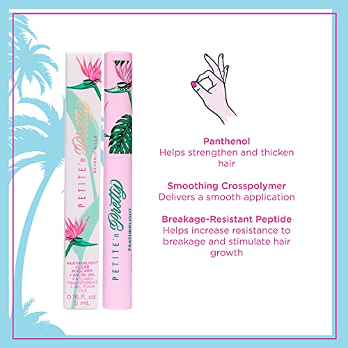 Petite 'n Pretty Featherlight Clear Mascara and Brow Gel - Makeup for Kids, Tweens and Teens - Dual Purpose Clear Finish for Brows and Lashes - Non-Toxic & Made in the USA