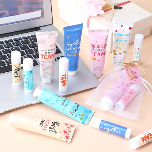 72set/288pcs Best Team Ever Gifts Team Appreciation Thank You Gifts for Coworkers Women Employee Appreciation Gift Party Favors Basket Stuffers Items Travel Hand Lotion and Lip Balm Set