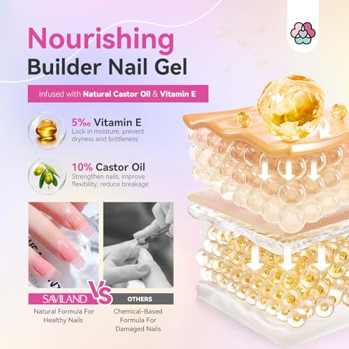Saviland Builder Nail Gel Set with Nail Drill ? 3 Colors Hard Gel(VE&VB5&Kerain) with 24 Colors Castor Oil & Vitamin E Builder Nail Gel Lamp Nail Brush for Nail Extension Shaping DIY at Home Salon