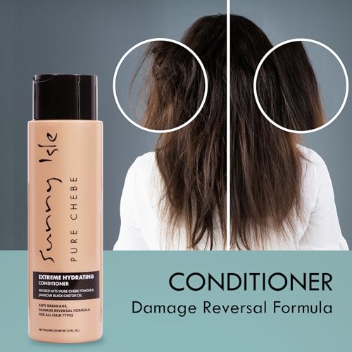 Sunny Isle Pure Chebe Extreme Hydrating Conditioner 12oz | Anti-Breakage, Damage Reversal Formula | Infused with Pure Chebe Powder & Jamaican Black Castor Oil | All Hair Types