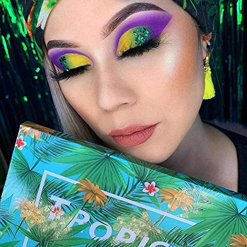 Docolor 16Piece Colorful Eye Makeup Brushes Set + 34 Colors Tropical Eeyshadow Palette Christmas Gift Premium Eye Blending Synthetic Eyeshadow Brushes Set