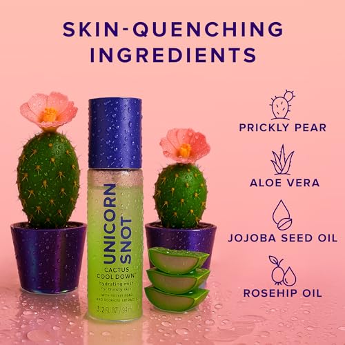 Unicorn Snot Cactus Cool Down¢â After Sun Soothing Spray - Hydrating Facial Mist, Makeup Primer & Blue Light Shield ? Cooling Spray with Aloe, Jojoba & Prickly Pear