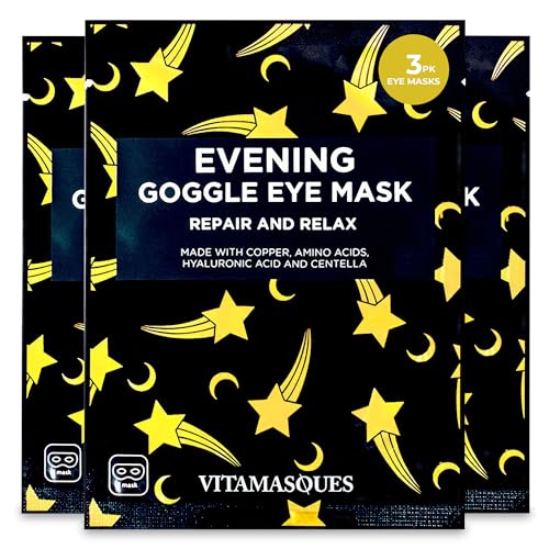 Vitamasques Under Eye Mask, 3-Pack Ultra-Revitalizing Goggle Mask, Korean Skin Care, Hydrates & Smooths Fine Lines & Tired Looking Under Eyes - Hyaluronic Acid & Centella