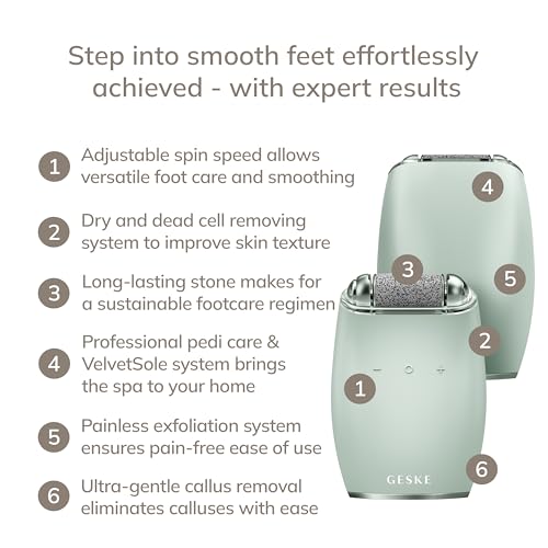 GESKE Electric Pumice Foot Smoothing Roller | 7 in 1 | Electric Foot File & Exfoliator | Long-Lasting Pumice Stone | for Smooth Feet | Advanced Callus Removal | Ideal for Your Pedicure Set