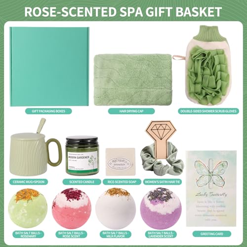Luxury Women¡¯s Gift Set 12PCS ? Spa Bath Box with Mug, Candle, Bath Bombs, Soap & Hair Towel ? Relaxation Self-Care Gift for Birthday, Christmas, Mother¡¯s Day
