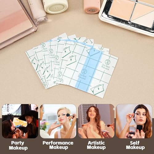300 Pieces Makeup Hand Palette Single Use Makeup Mixing Palette, Transparent Waterproof Makeup Palettes Cosmetic Makeup Palette, Adhesive Artist Cosmetic Makeup Palette for Makeup Artist (transparent)