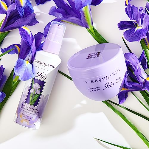 L'Erbolario Body Cream - Moisturizing Skin Care Body Butter for Women - Rich, Buttery with Floral Fragrance - Softening, Elasticizing - Iris - 10 oz