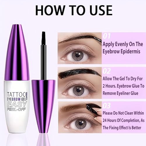 2 Pack Tattoo Eyebrow Gel Easy Peel Off, Waterproof & Sweatproof Eyebrow Tint Peel Off, Easy Peel-Off Eyebrow Gel, Suitable For All Skin Types(Chocolate Brown)