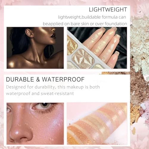 8 Colors Highlighters Makeup Palette For Face Highlighters & Luminizers Profesional Gold Highlighter Cheek Diamond Shimmer Glitter Contour Bronzer And Eyeshadow Palette