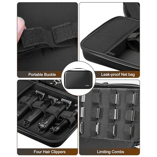 Barber Bags for Hair Clippers and Supplies, Hair Cutting Barber Case Supplies Organizer, Hair Trimmer Organizer for Men Razor Guard Grooming Kits (Case Only)
