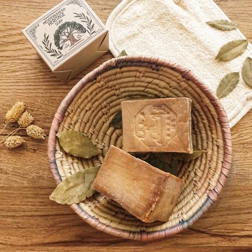Aleppo Soap Bar ? 100% Natural Olive & Laurel Oil for Sensitive Skin, Hair, Face & Body ? Handmade, Vegan, Chemical-Free