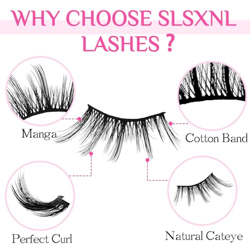 Half Lashes Natural Look Cat Eye Wispy Manga Lashes 10 Pairs Half False Eyelashes