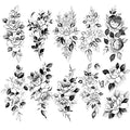10 Sheets Waterproof Temporary Tattoo Stickers 3D Black Branch Rose Peony Flower Girls Blossom Waterproof Arm Leaf Sexy Arm Chains Pattern Perfect for Parties, Events and More