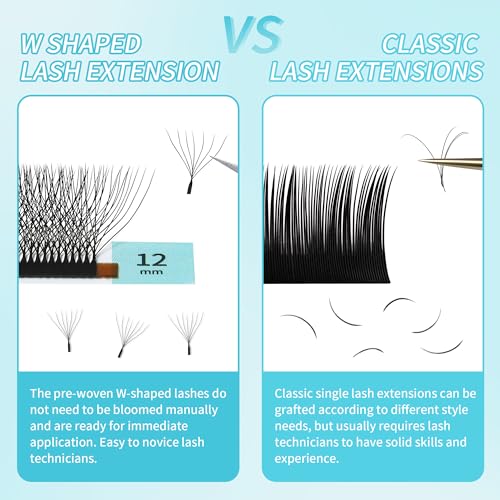 W Eyelash Extensions 7D Russian Volume Premade Fan Natural Soft Matte Black False Lashes Professional Salon Supplies(7D,0.07,D,13mm)