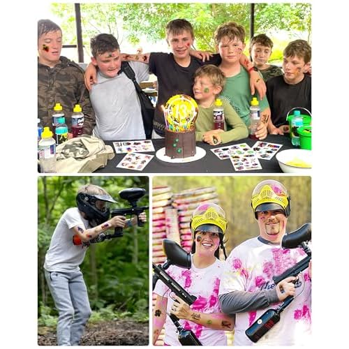 204Pcs Paintball Temporary Tattoos - Fun Kids Paintballs Tattoos Temporary Stickers Favors for Paintball Birthday Decorations, Paintball Party Supplies Class School Carnival