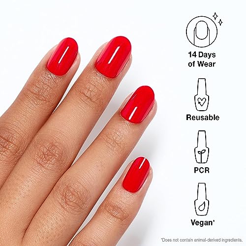 Bundle of OPI xPress/On Press On Nails, With Nail Glue, Short Red Nails, Cajun Shrimp + OPI Nail Envy, Nail Strengthening Treatment, Stronger Nails in 1 Week, Vegan Formula, 0.5 fl oz
