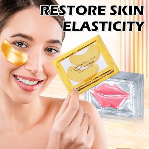 30 PCS Lip Mask Under Eye Mask 24K Gold Eye Mask,Moisturizing Nourishing Lip Mask for Dry Lips,Eye Patches for Puffy Eyes Dark Circles