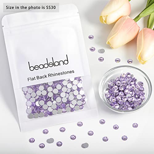 Beadsland 576pcs Flat Back Crystal Rhinestones Round Gems for Nail Art and Craft Glue Fix, Violet, SS30,6.3-6.5mm
