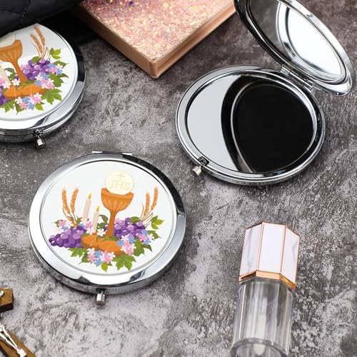 Bucherry 24 Pack Baptism Compact Mirror Favor with Organza Bags Bautizo Recuerdos De Bautizo Para Holy Spirit Baptism Compact Mirror for Christening Party Favor