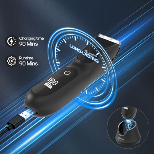 Electric Body Hair Trimmer Shaver, Pubic Trimmer for Men, Bikini Trimmer for Women (Black)