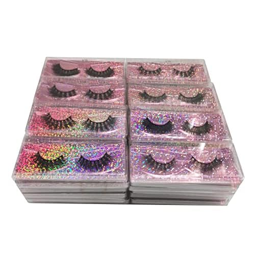 50 Pairs Faux Mink Eyelashes Wholesale Lashes Pack, Lashes Natural Look 16mm-20mm False Eyelashes Pink