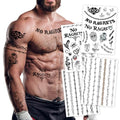 No Ragrets & Barbed Wire Halloween Temporary Tattoos 4 Sheets - Realistic Tattoo Stickers Arm Bands, Spine & Neck Costume for Scary Funny Adult Women Men Parties