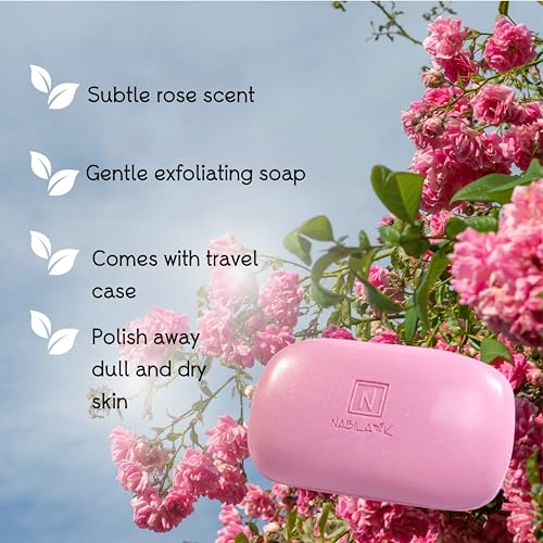 Nabila K Crystal Etch Microdermabrasion Soap Bar, Rose ? 5 oz Facial Exfoliator & Cleanser Made in USA ? Fine Crystal Polish for Smooth, Radiant Skin ? Naturally Derived Ingredients