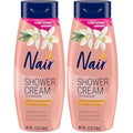 Nair Shower Cream Hair Remover with Moroccan Argan Oil and Orange Blossom, Body Hair Removal Cream for Women, 12 oz (Pack of 2)