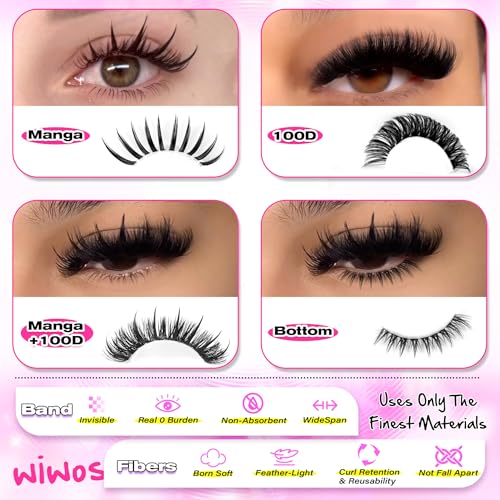 wiwoseo Lash Spikes Lash Clusters with Bottom Lashes Cluster Manga Eyelash Cluster Eyelash Extensions Cluster Lashes with Bottom Lash Cluster Fairy Eyelash Cluster Spiky Individual Lashes for Beginner