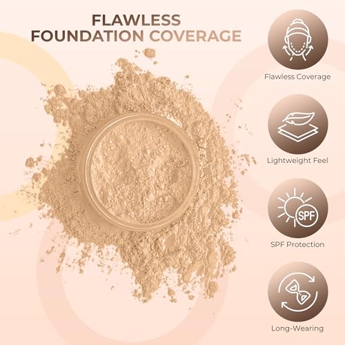 WARM FOUNDATION- Most Neutral Shade (30g Full Size Sifter Jar) ? Matte Mineral Foundation ? Buildable Coverage, Soft Finish Loose Powder Makeup ? SPF 30