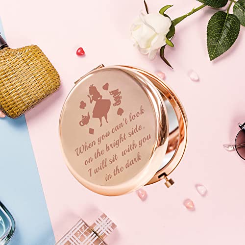AKTAP Fairy Tale Gifts Princess Fans Compact Mirror I Will Sit with You in The Dark Makeup Mirror for Women