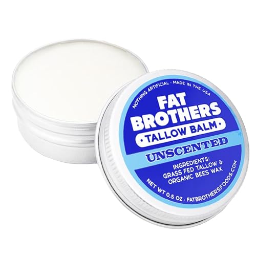 Tallow Balm ? 2-Ingredient (Beef Tallow + Organic Beeswax), Unscented, .5 oz Metal Tin (3X Larger Than Standard Tubes), Pure, Petroleum-Free, Ultra-Moisturizing - 2 pack