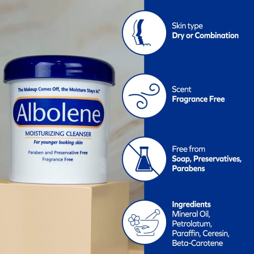 Albolene Moisturizing Cleanser & Makeup Remover Balm - Fragrance-Free Facial Cream for Cleansing & Hydration - Multi-Use Skincare for All Skin Types - No Harsh Chemicals - 12 oz (Pack of 2)