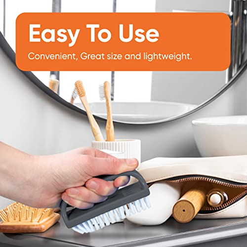 Superio Stiff Nail Brush for Cleaning Fingernails Small Scrub Brush with Handle, Cleaning Brushes for Hands, Toes, and Nails (Black, 36 Pack)
