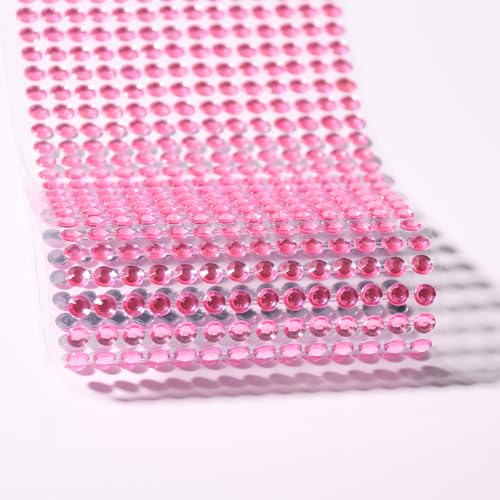 3555 PCS Face Gems Rhinestones Stickers - Temporary Tattoo Jewels for Crafts 3/4/5/6/8MM - Stick On Hair Gems Makeup Self Adhesive Crystal Stickers for Scrapbooking (Light Pink)