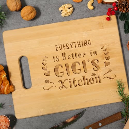 Gigi Gifts, Best Gigi Birthday Gifts from Grandkids - Unique Engraved Bamboo Cutting Board, Funny Birthday, Christmas or Mothers Day Gifts for Gigi