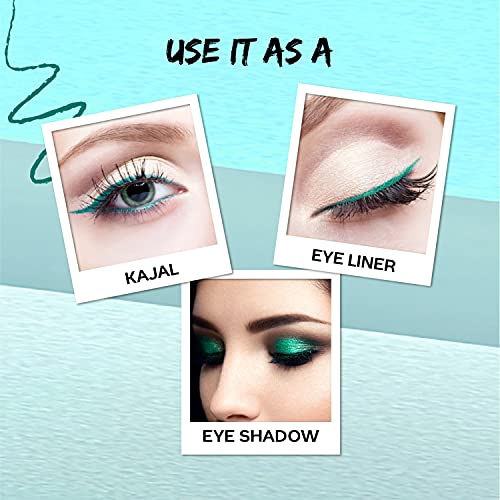 FACESCANADA Longwear Eye Pencil, 5 Bright Color Shades, Smudge Proof, Waterproof, Intense Color, One Stroke Smooth Color, Made In Germany, Peta Approved, Teal (Green), 0.04 Oz