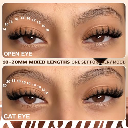 Kiromiro Lash Clusters Wispy Clusters Eyelash Extensions 10-20mm Fluffy Individual Lashes Extension DIY CC Curl Cluster Lashes Volume Eyelash Clusters