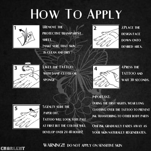 Butterfly Semi-Permanent Tattoos for Women - 2 Weeks Long Last,Realistic Butterfly Fake Tattoos for Body Art/Fades Naturally/No Reflection/Waterproof