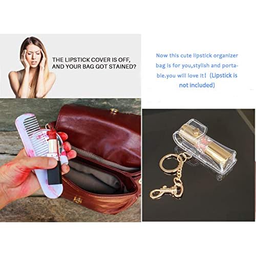 Chapstick Keychain Holder, Clear Fashion Lipstick Case Holder Lip Balm Holder with Key Chain, Portable, Gift for Women Girls(1 pack)