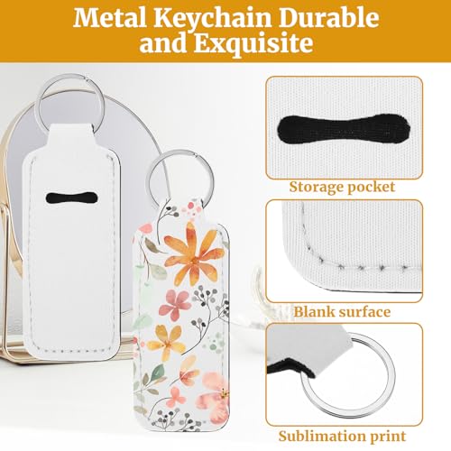 50 Pcs Sublimation Lipstick Holder Blanks Bulk Blank Neoprene Lipstick Holder Keychain Travel For Women DIY Key Ring