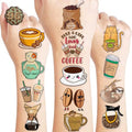96 PCS Funny Iced Coffee Temporary Tattoos Cup Mug Cups Quotes Themed Birthday Party Decorations Supplies Favors Decor Cute Stickers Tattoo Gifts for Kids Girls Boys School Rewards Carnival