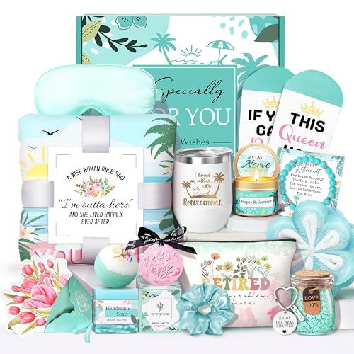 Retirement Gifts for Women 2025, 16 pcs Happy Retirement Gifts for Teacher Nurse Mom Grandma Colleague Coworker Friend Boss, Best Retirement Gift Basket Set, Retirees Gift With Tumbler