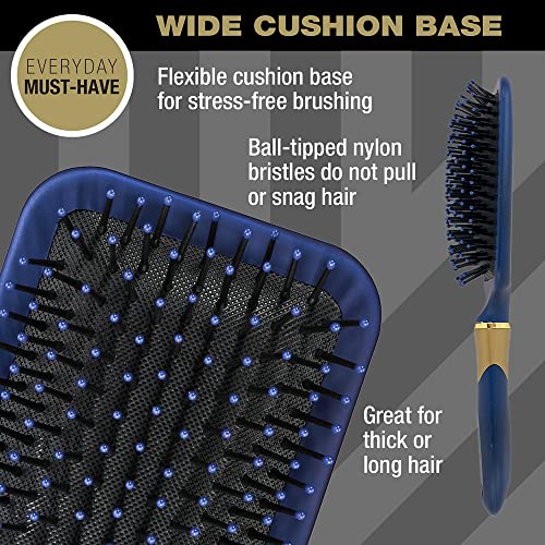 Conair Salon Results Velvet Touch Hairbrush for Thick Hair, Detangler with Nylon Bristles, 1 Count