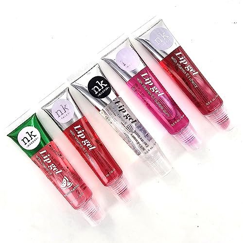 The Make-Up Artist Project 5 Pack Lip Gloss Set of Lip Gels - Clear, Watermelon, Strawberry, Cherry, and Bubble Gum Hydrating Lip Glosses with Vitamin E
