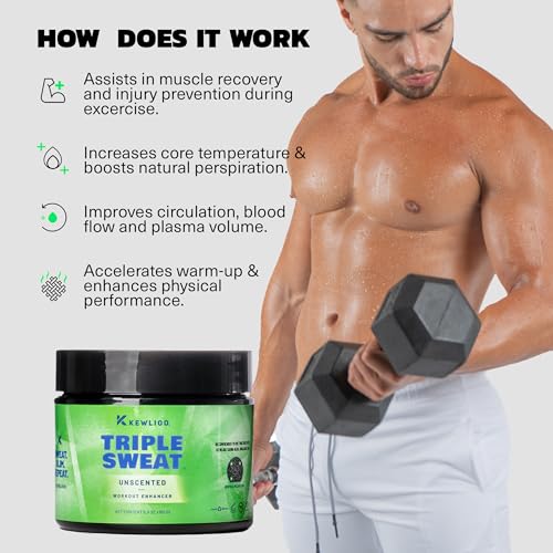 Kewlioo Triple Sweat Enhancing Cream for Workouts ? Hot Sweat Cream for Arms, Belly, & Waist | Boosts Circulation & Maximizes Sweat | Pre-Workout Slimming Gel for Men & Women