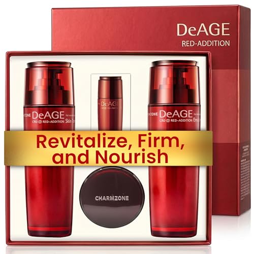 CHARMZONE DeAge Red Addition Korean Skincare Set of 3 ? Anti-Aging Red Wine Face Care with Toning Water, Emulsion & Cream ? Hydrating, Nourishing, Gift-Ready (10.98 fl. oz)